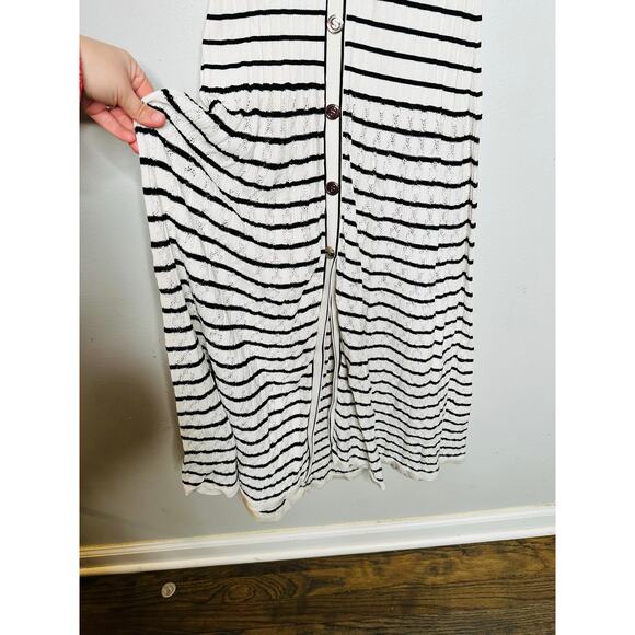 SANDRO White Black Stripes Sleevesless Metallic Buttons Molina Shirt Dress 36 - Picture 11 of 16